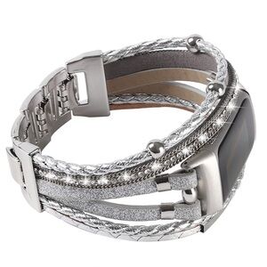 Fitbit 5 Compatible Bracelet Watchband Silver Glitter Sparkle Boho
